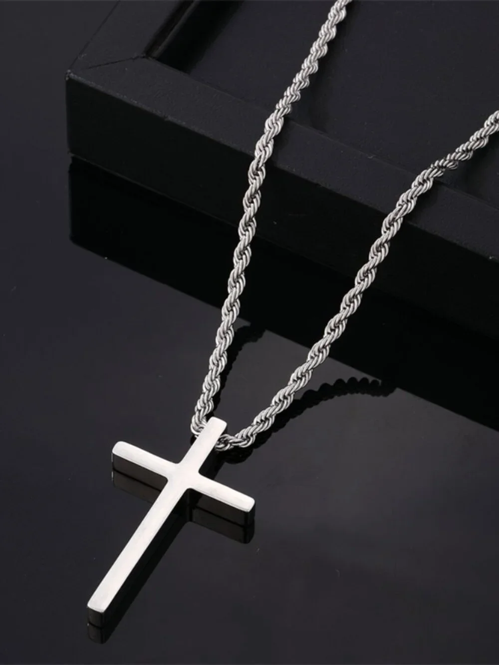 Men’s Stainless Steel Cross Necklace | Gold & Silver Rope Chain Pendant | Faith